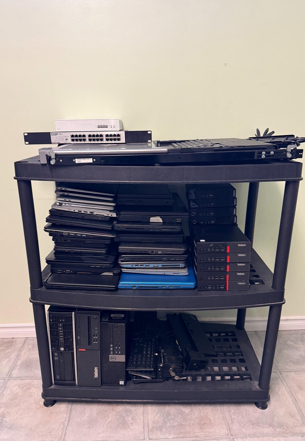 Bulk business IT equipment prepared for electronics pickup